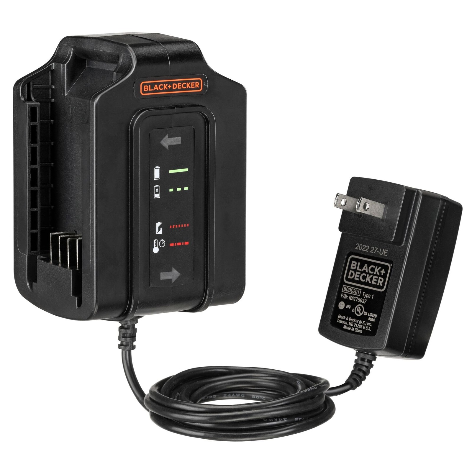Battery Charger 20V Lithium Dual LED Indicators BLACK+DECKER BDDC201B Station