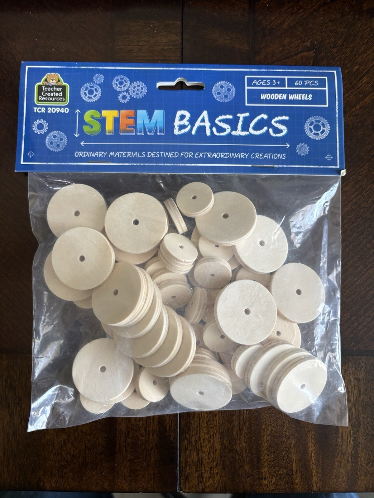 STEM Basic Wooden Wheels Building Projects Crafts Science 60 Pieces