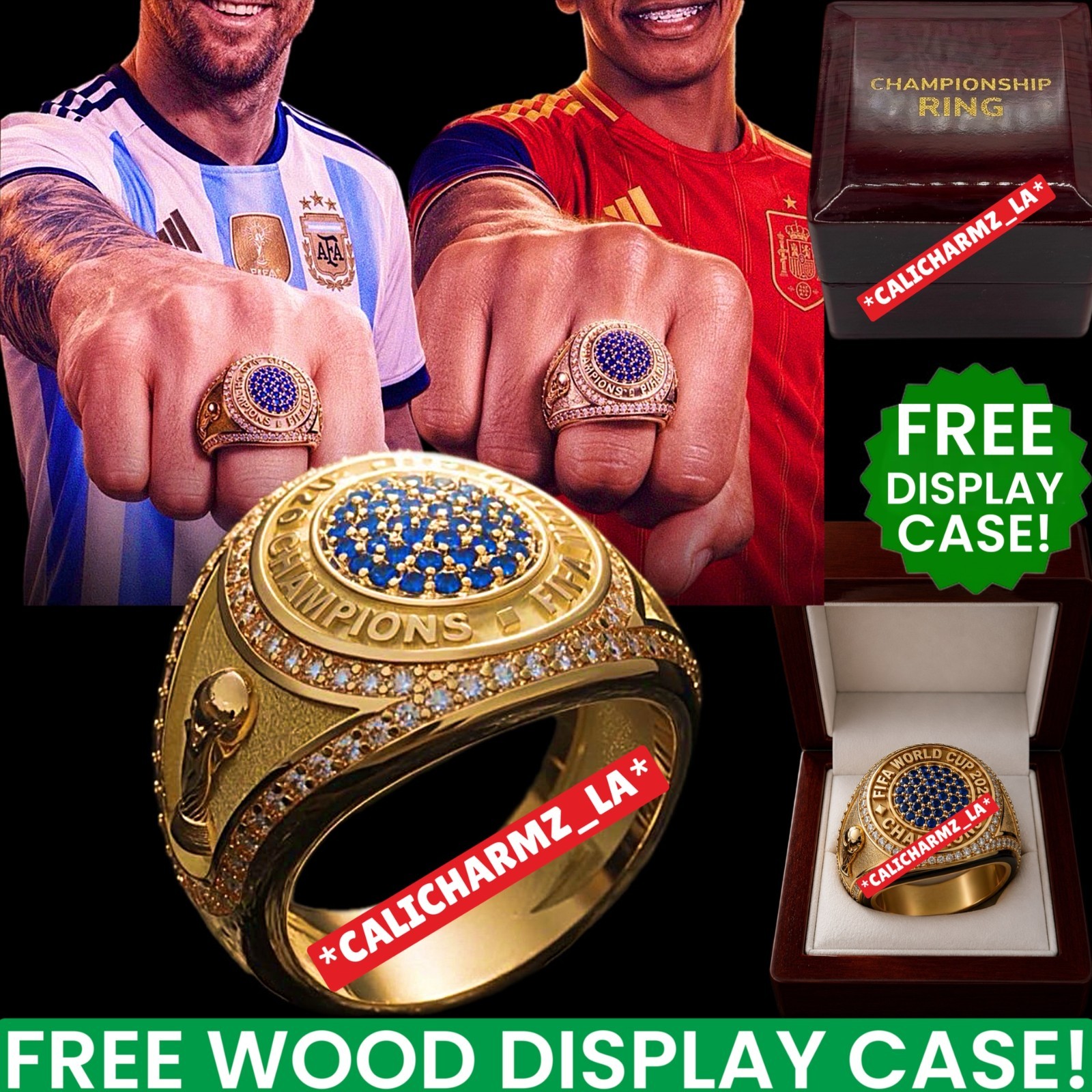 2026 FIFA WORLD CUP CHAMPIONSHIP RING + CASE CHAMPS ARGENTINA SPAIN MESSI YAMAL