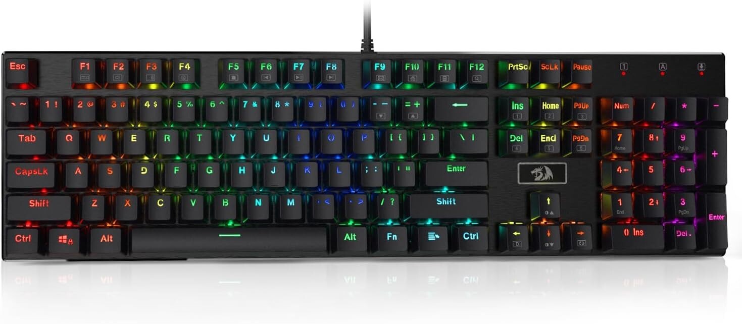 Greyghost Mechanical Gaming Keyboard with Alumium 104 Standard Keys Rainbow Back