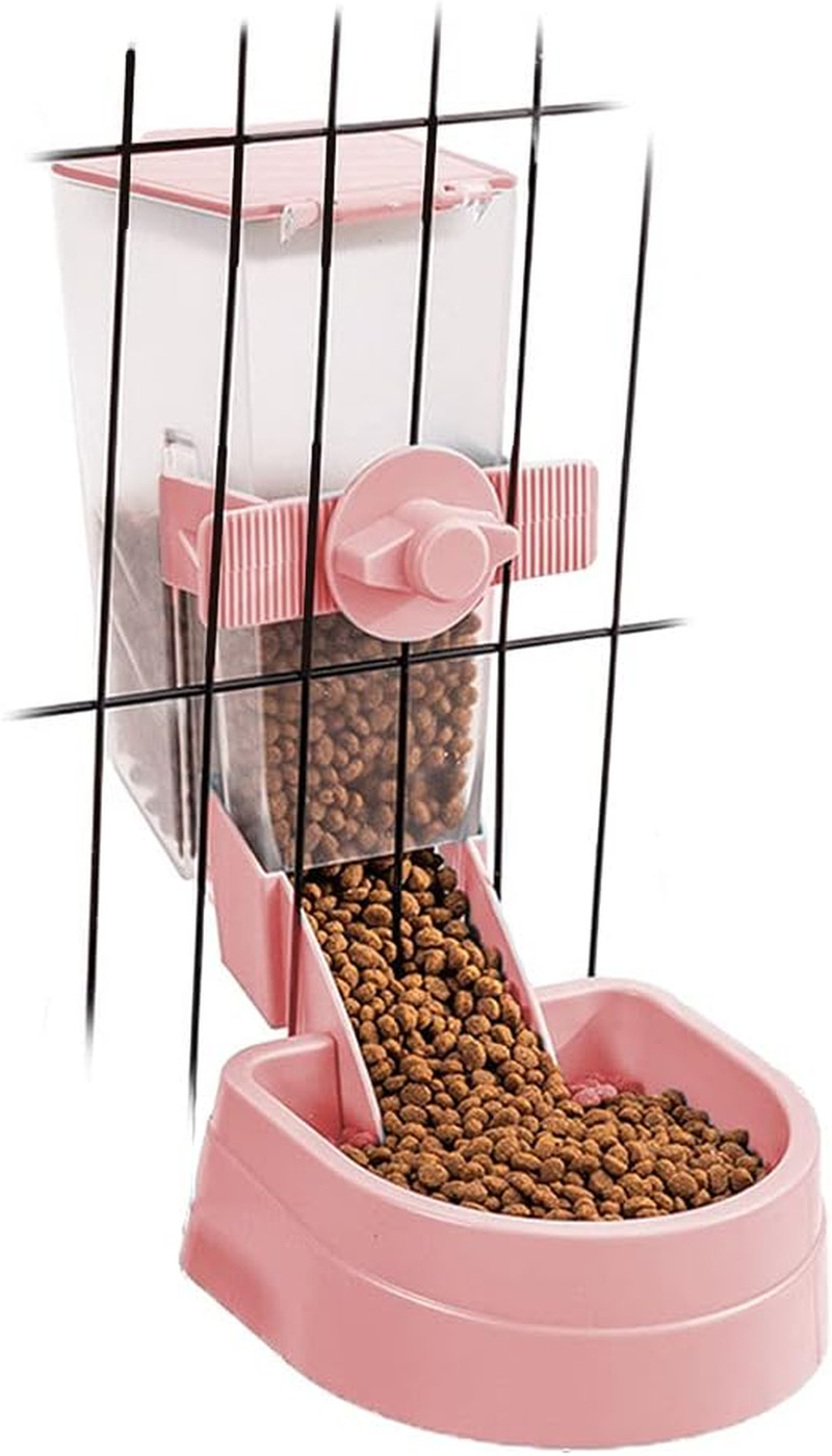 1L Hanging Small Animal Feeder with Lid Rabbit Feed Box, Automatic Guinea Pig Fo
