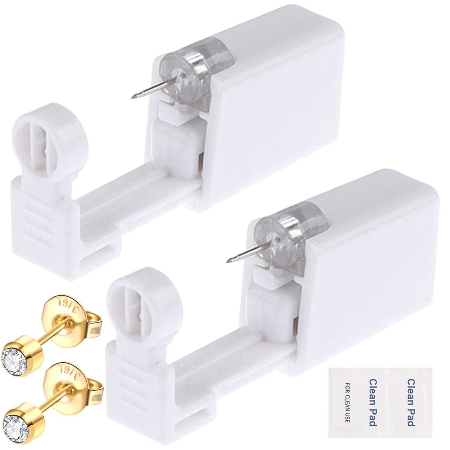 Ear Piercing Gun Kit - 6Pcs Disposable Kit With Self Piercing Gun, Built-in E...