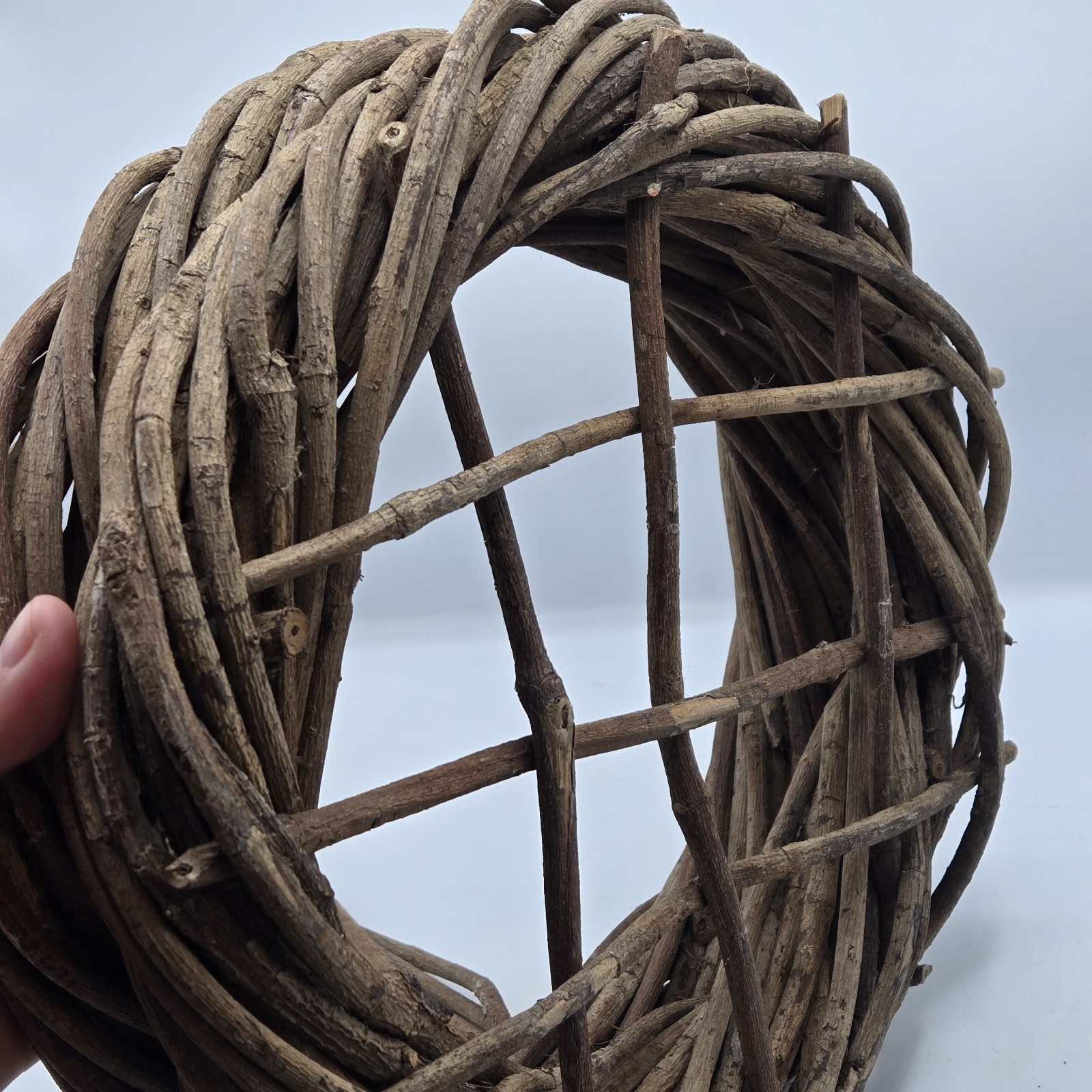 Cottage Core, Primative Grapevine Woven Basket With Handle 11"diameter 12"tall
