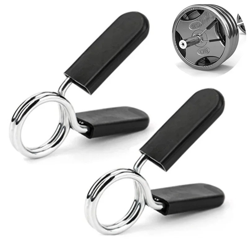 Barbell Clamps Dumbbell Spring Clip Circlip Collars 1 Inch black and silver