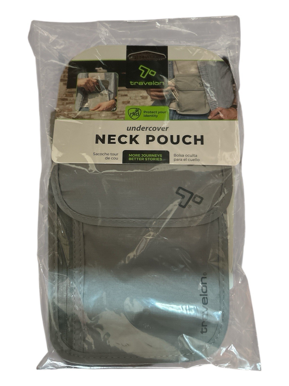 Travelon Travel Pouch Rfid Blocking Undergarment Neck Pouch Travel Wallet, Gray