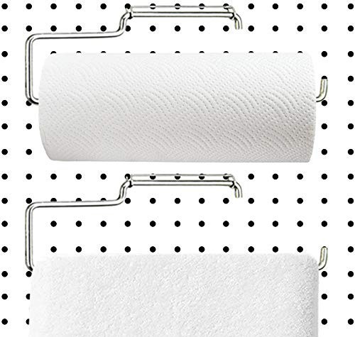 2 Pack Stainless Steel Pegboard Paper Towel Holder | Pegboard Hooks | Pegboar...