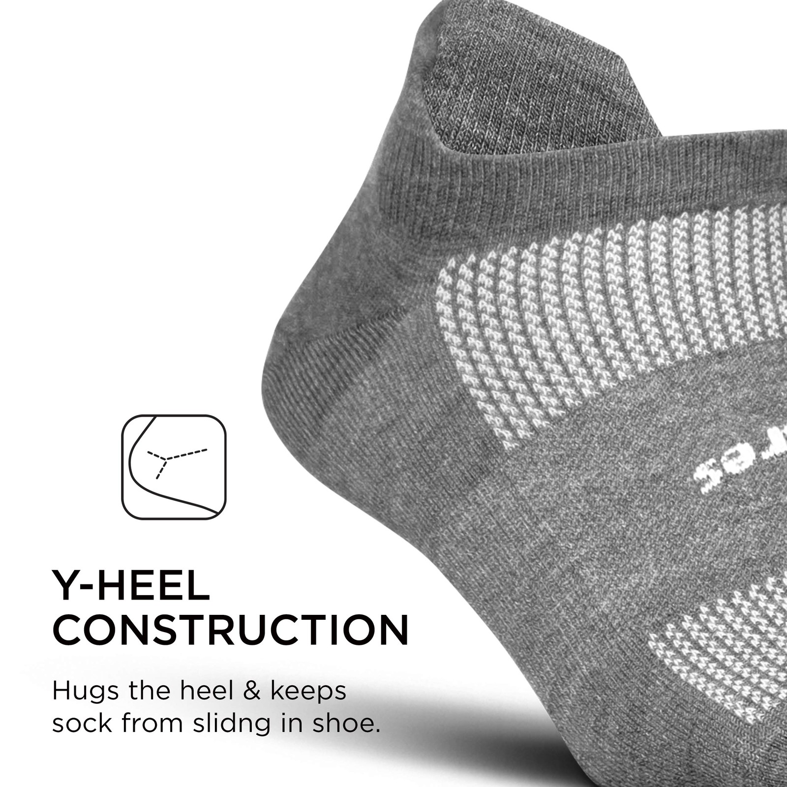Feetures Ultra Light Ankle Tab Athletic Socks for Men & Women, Heather Gray XL