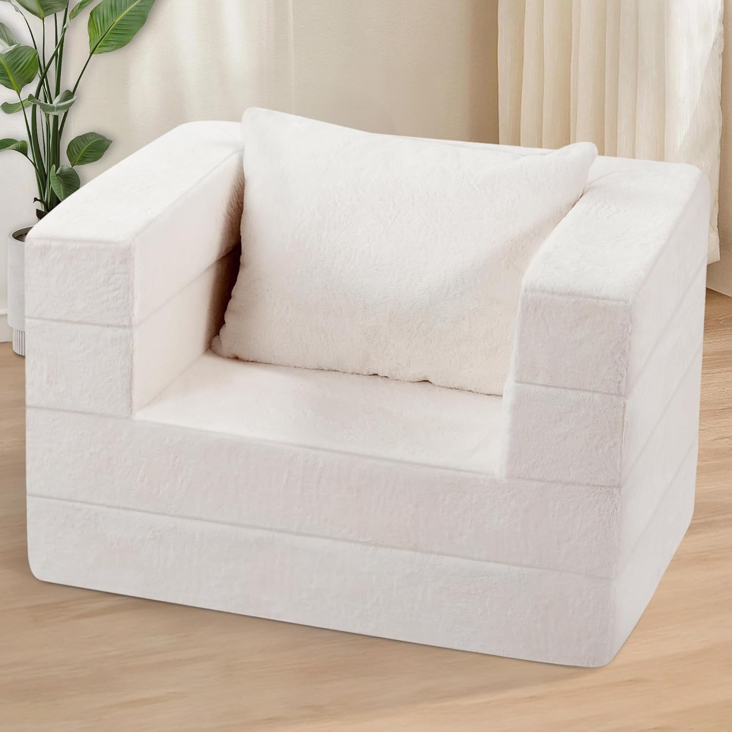Futon Sofa Bed with Pillow, 3-in-1 Sleeper Sofa Bed with Removable Cover,