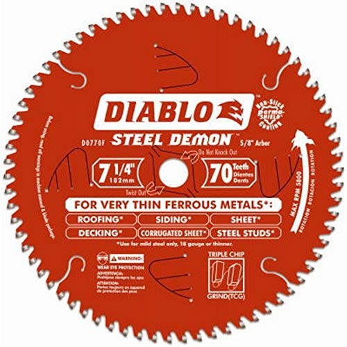 Diablo D0770F 7-1/4" x 70-Teeth Steel Demon™ Carbide Saw Blade for Thin Metal