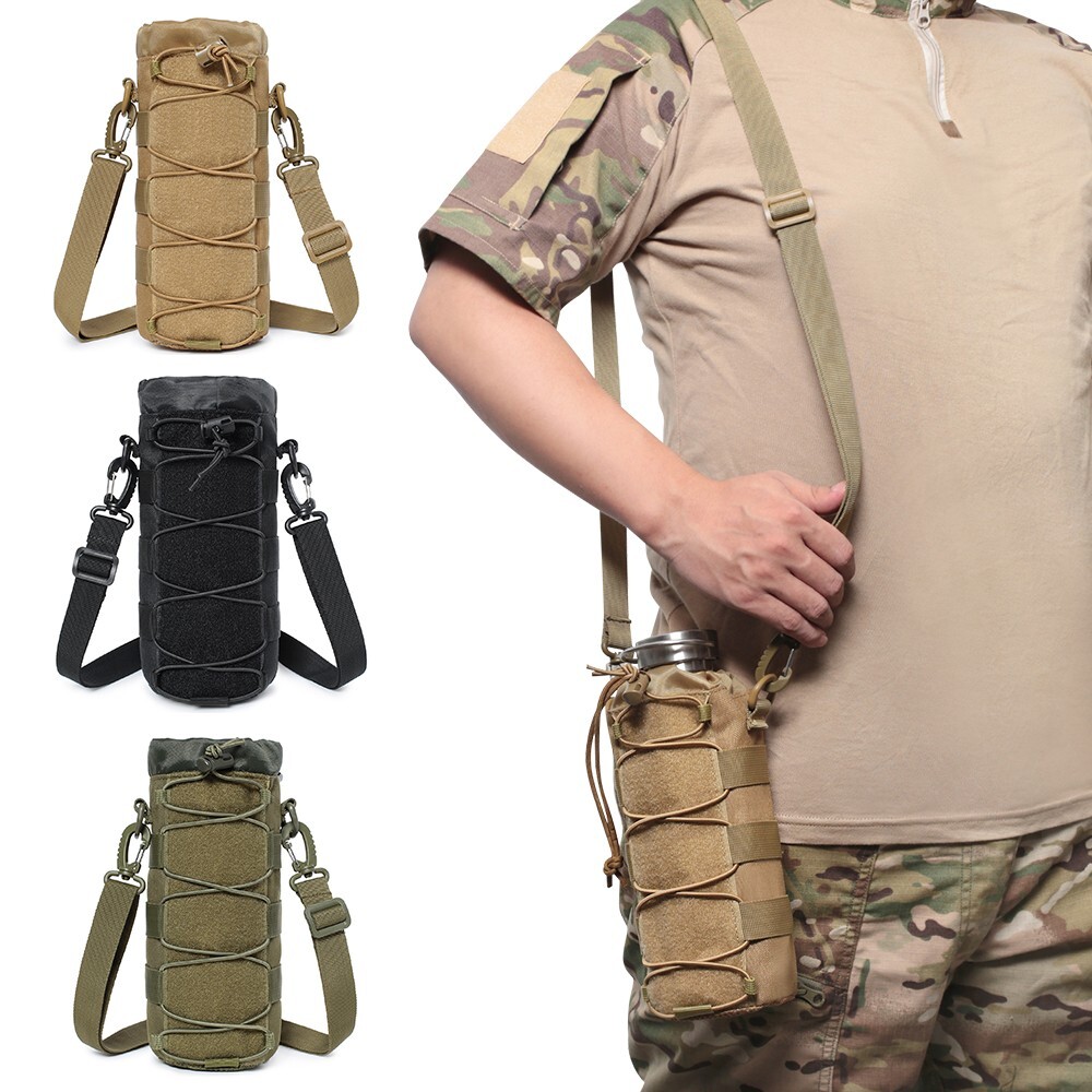 1000D Nylon Tactical Molle Water Bottle Pouch Bag with Shoulder Strap Outdoor
