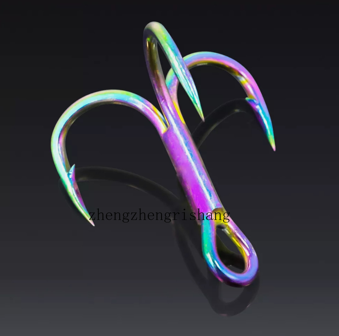 10pcs Multicolor Treble Fishing Hook Strong Round Bend Treble Hooks 4/6/8/10#
