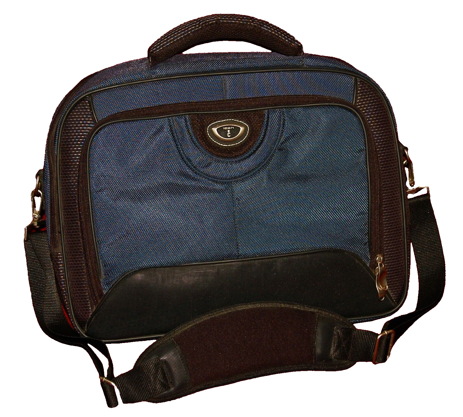 ICON Laptop Carrying Bag Travel Case Large 17" Black Navy Excellent Condition!
