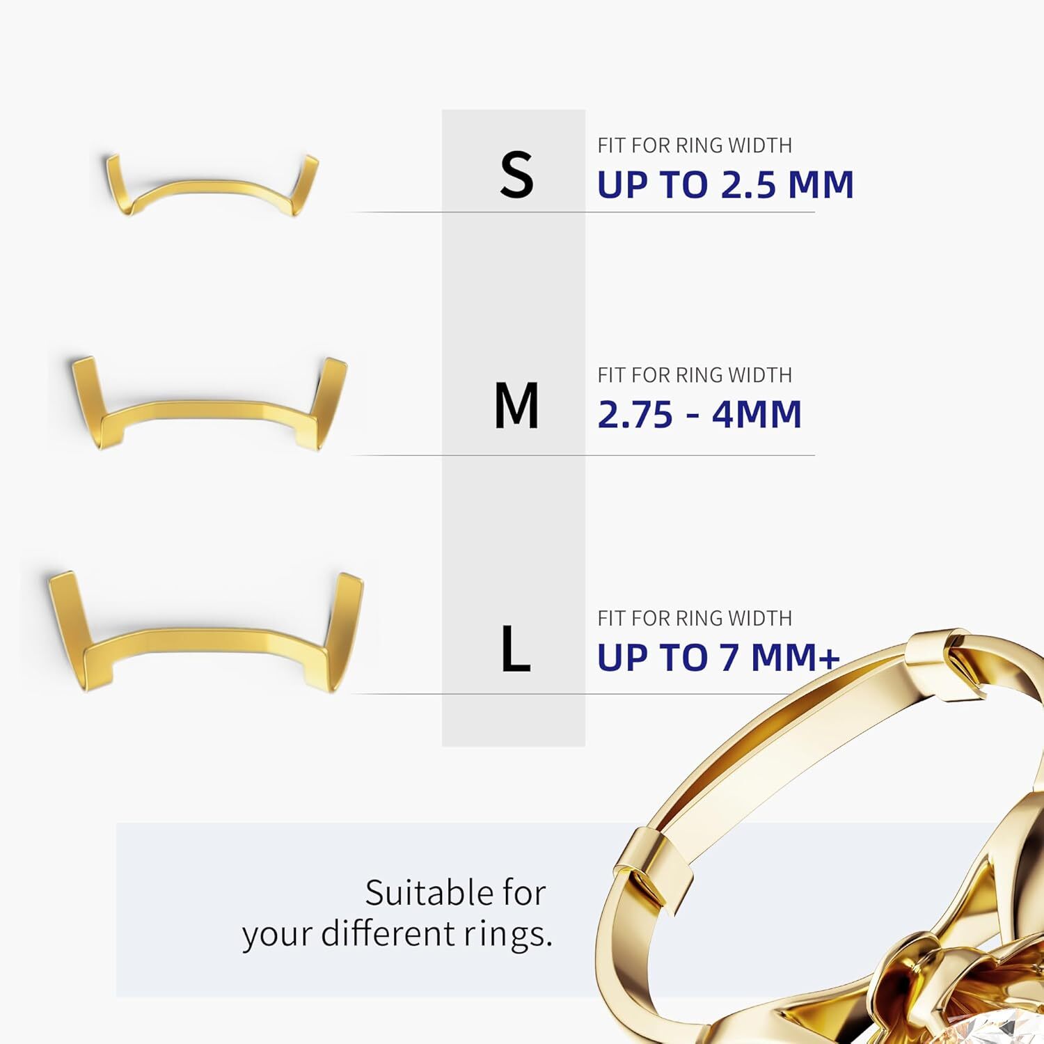 9 Pack Filled Metal Ring Guard,Invisible Ring Size Adjuster Set for Loose