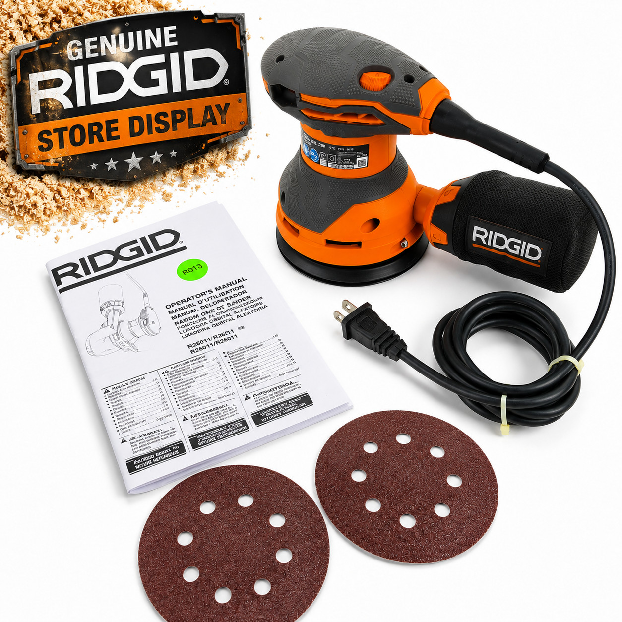 RIDGID R2601 5in Corded Orbital Sander 120V w/ Carry Bag New Store Display OEM
