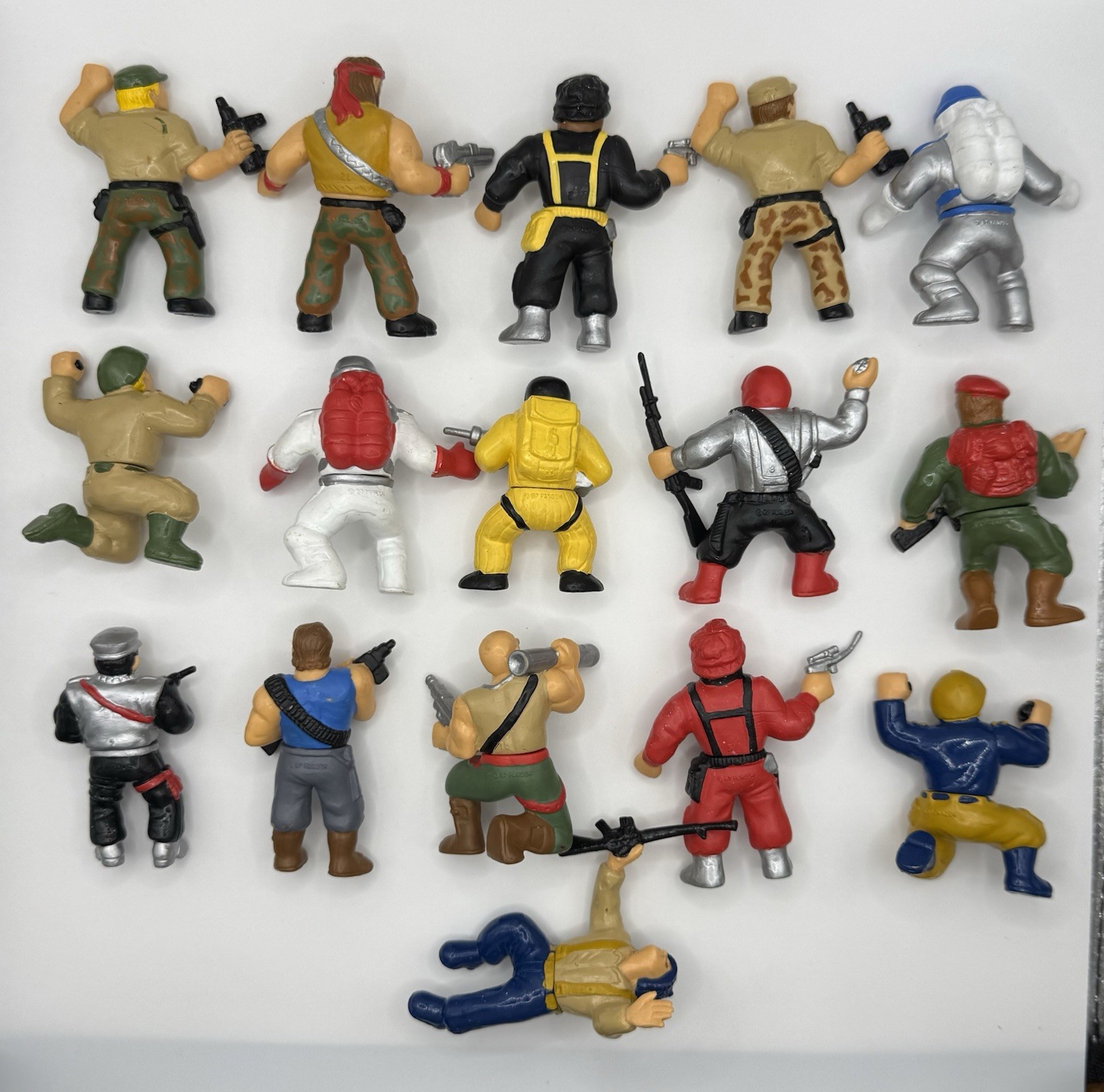 Panosh Combat Commandos Lot 16 Military Mini Figures w/ Weapons 1987