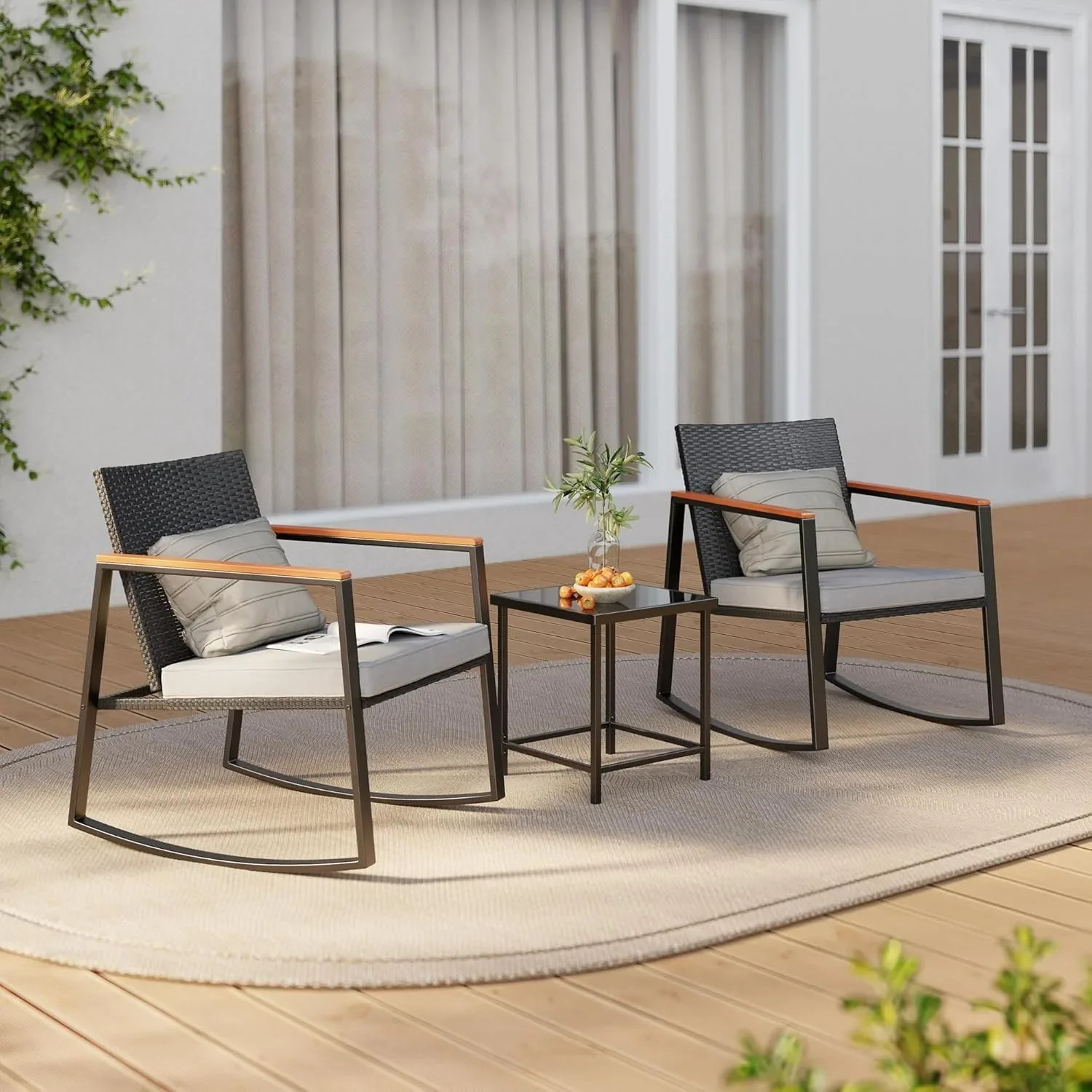 3 Pieces Rocking Patio Bistro Set