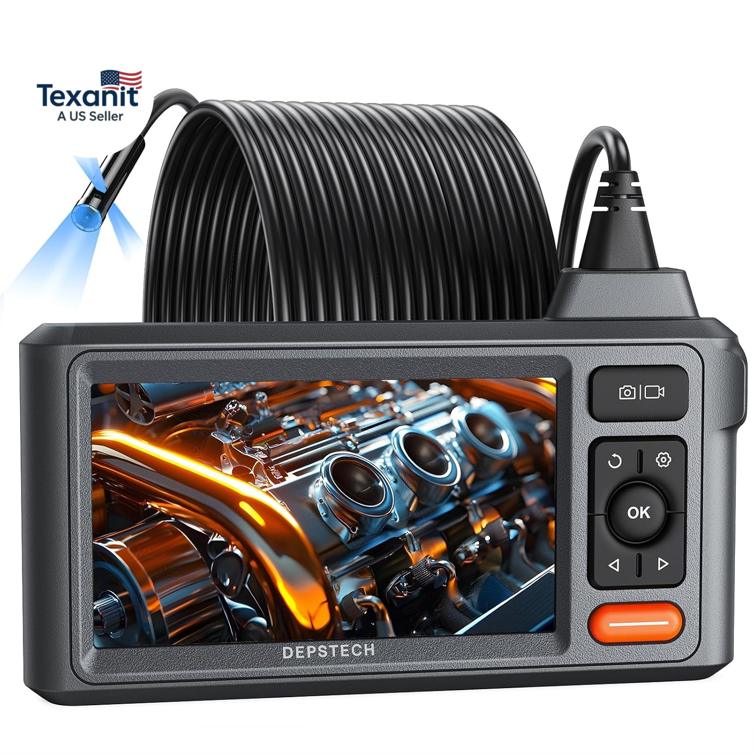 50Ft Sewer Camera 1080P Triple Lens Borescope 5 IPS Screen IP67