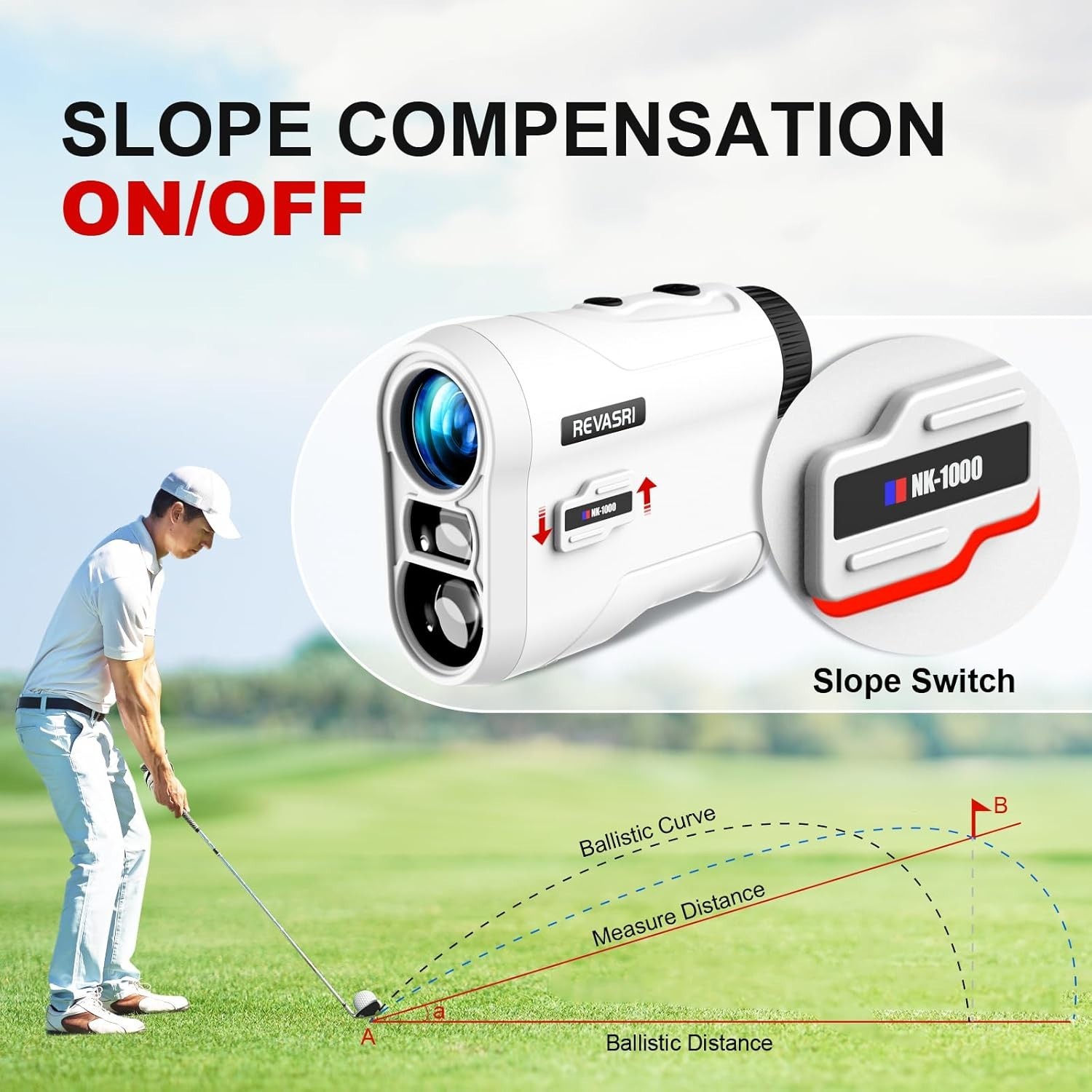 Golf Rangefinder with Slope and Pin Lock Vibration, External Slope Switch for...