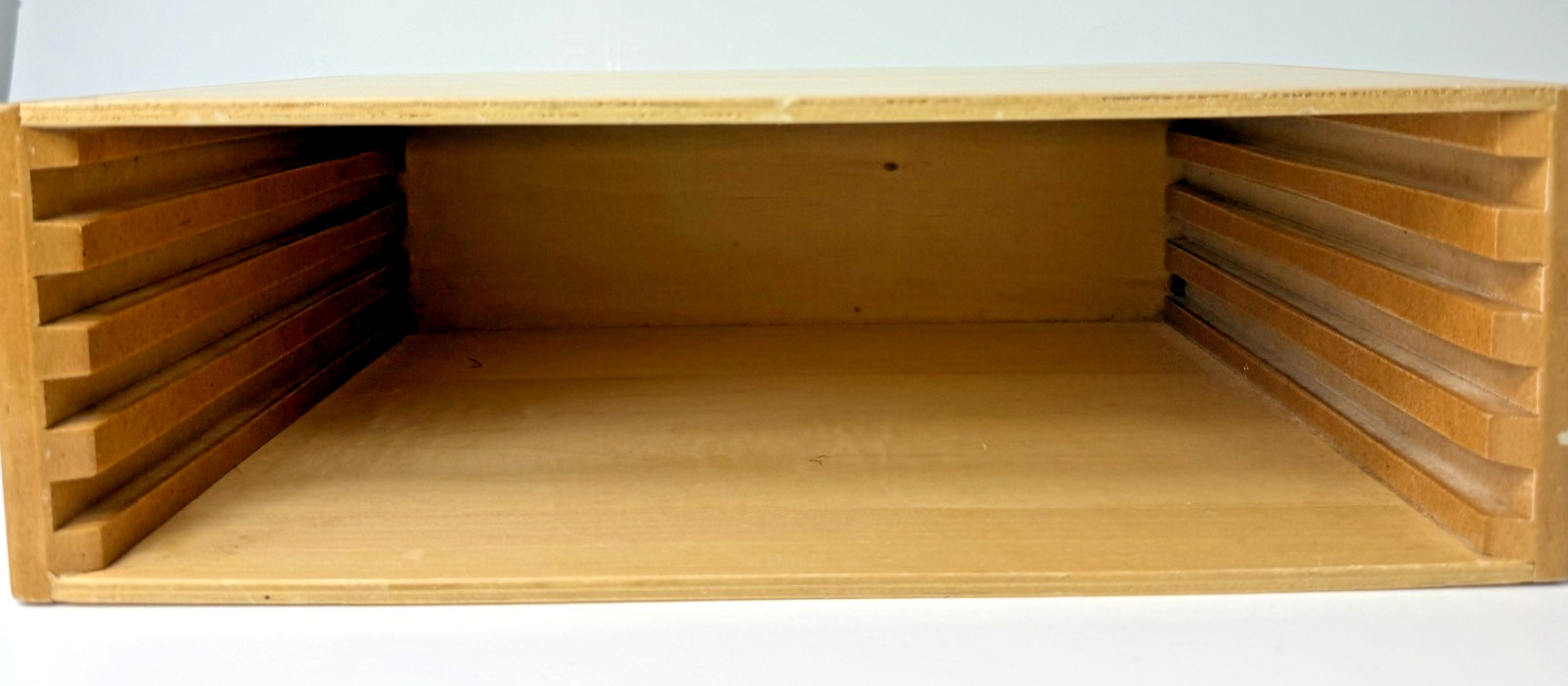 WOOD Puzzle Storage Shelf Open Container Storage Sorter Tan Holds 4 Childrens