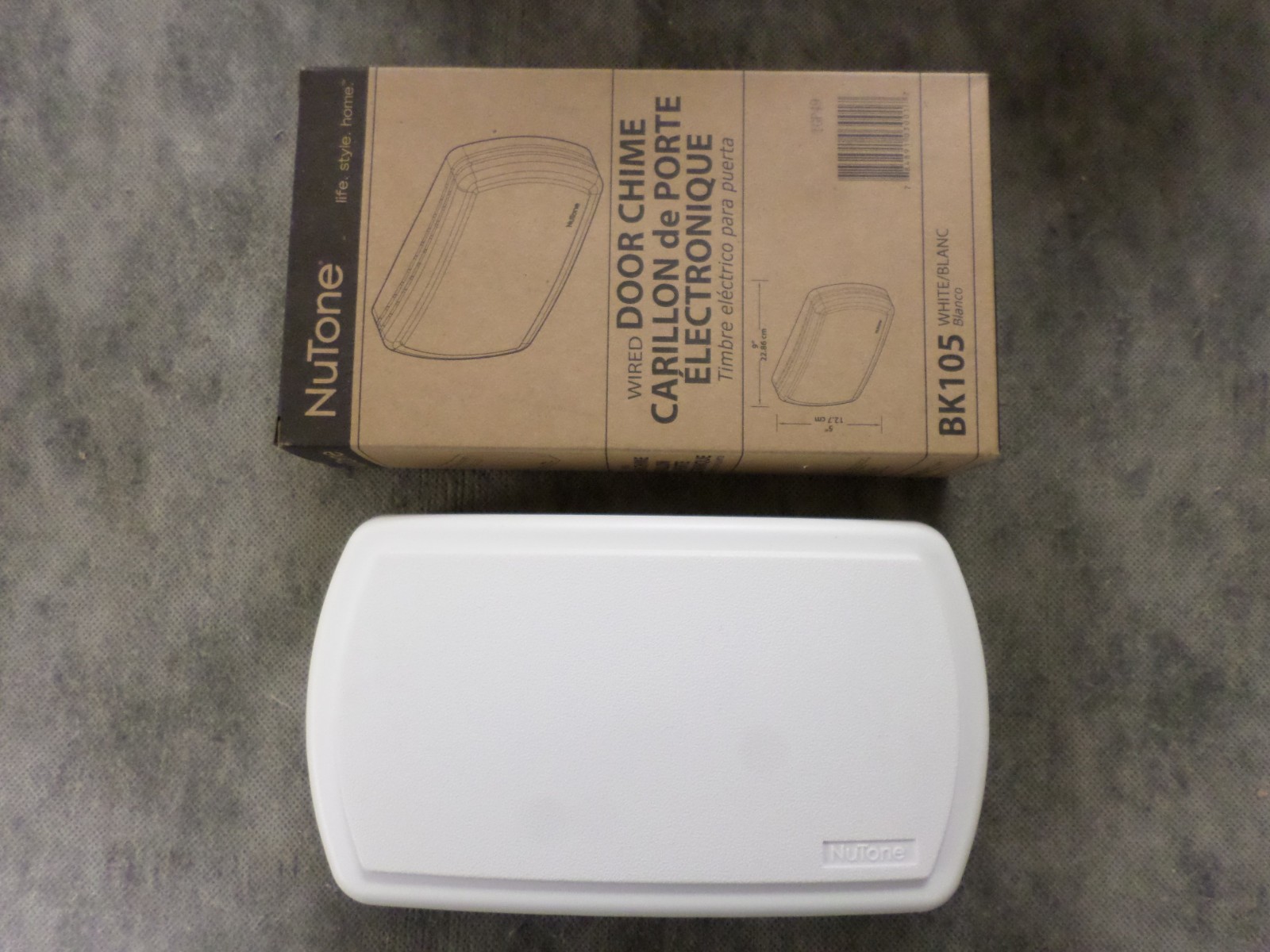 NEW NUTONE BK105 Wired Doorbell Chime 2-Note For Front  1-Note For Back White