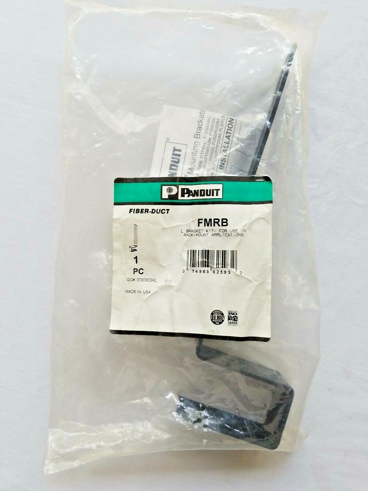 FMRB PANDUIT BRACKET KIT FIBER-DUCT FIBER MANAGEMENT RACK BRACKET BLACK