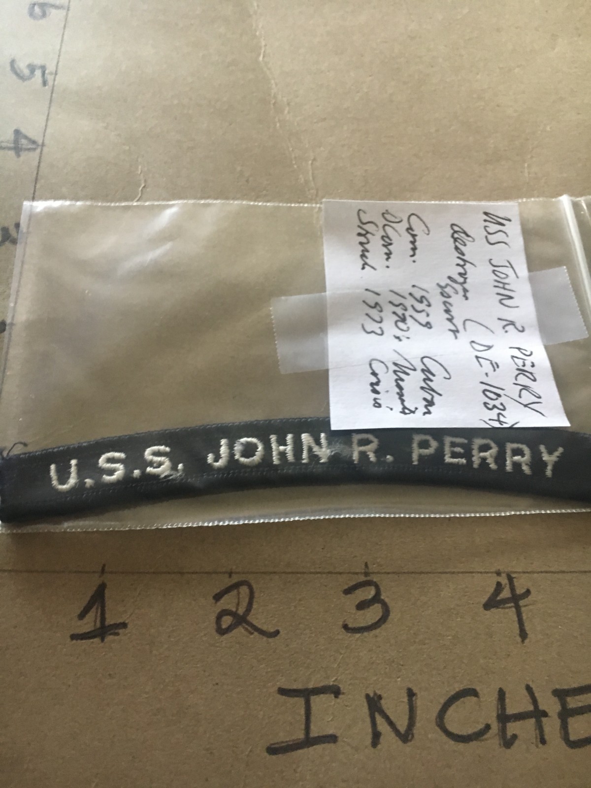 US NAVY SHOULDER STRIP TAB *** rocker *** Patch USS John R. Perry