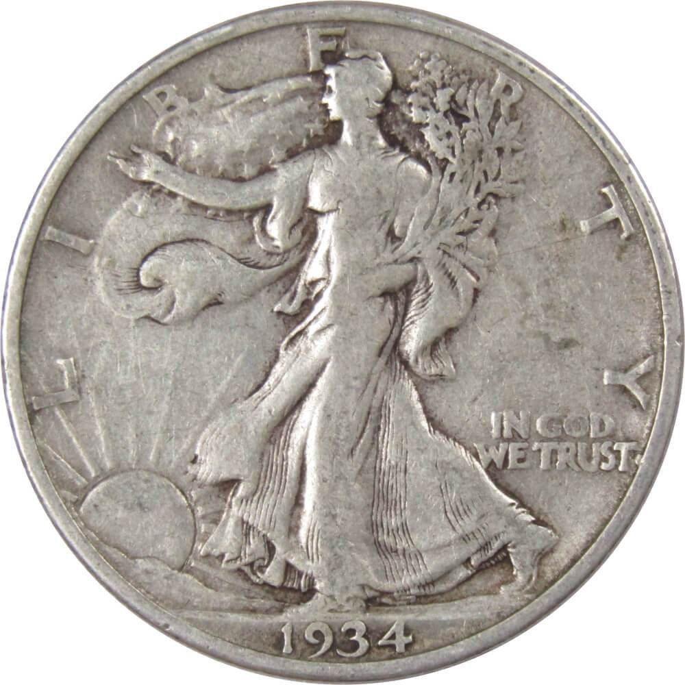 1934 S Liberty Walking Silver Half Dollar F Fine 50c Coin Collectible