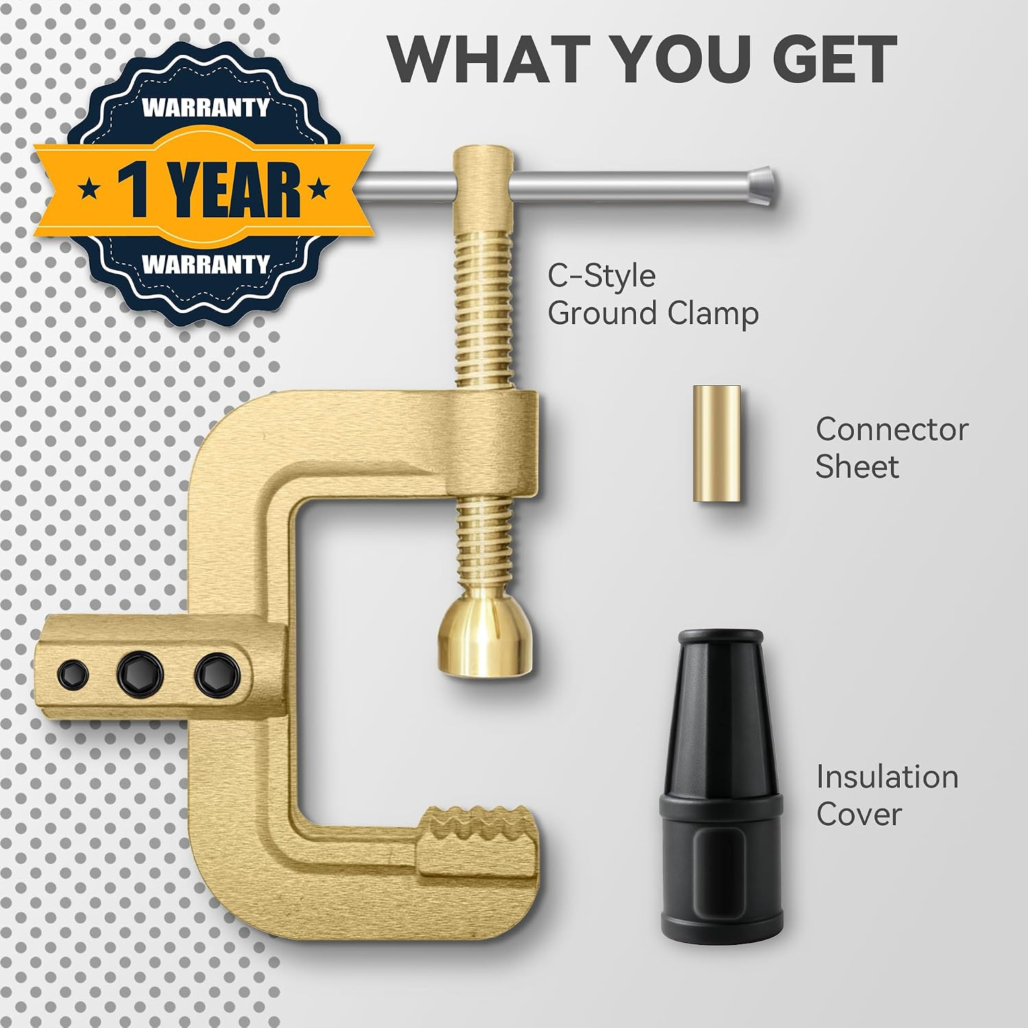 HITBOX Welding Ground Clamp, Solid Brass Heavy Duty Screw-Lock C-Style Earth Cla