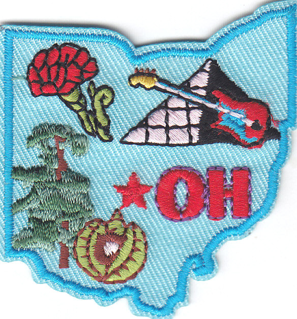 OHIO STATE SHAPE Iron On Patch Midwestern State