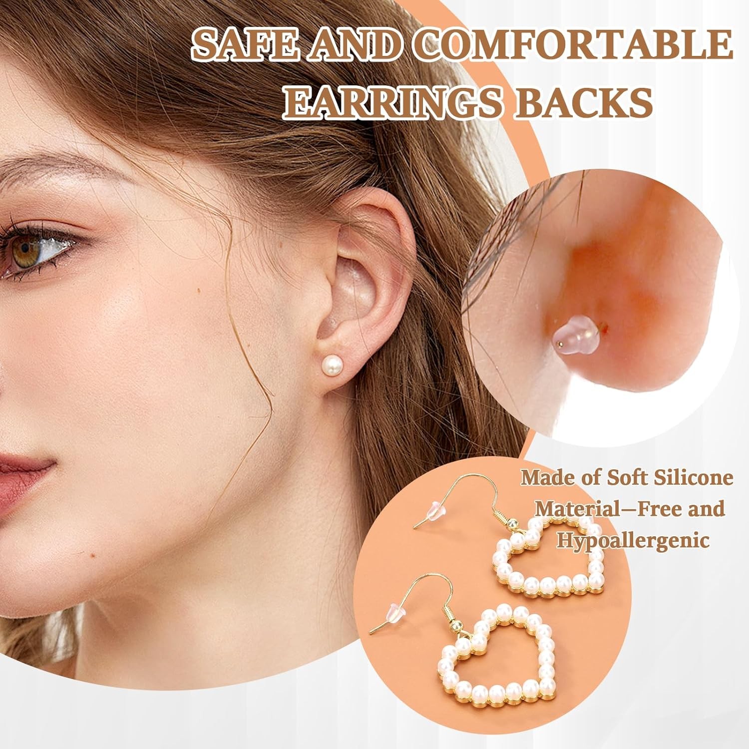 Rubber Earring Backs Soft Clear Earring Backings for Studs Hypoallergenic Silico