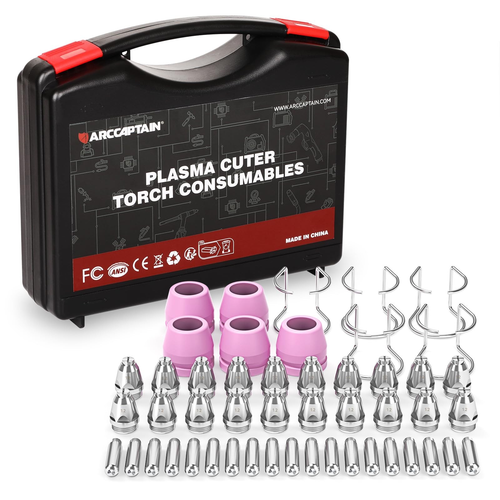 AG60 Plasma Cutter Torch Consumables, 50Pcs .045'' SG55 AG60 WSD60 Plasma Cut...