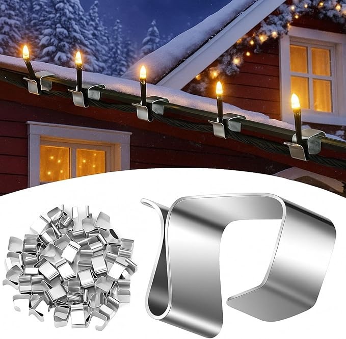 50Pcs Lights Gutter Hook Clips for Hanging Outdoor Holiday Lights Hook Christmas