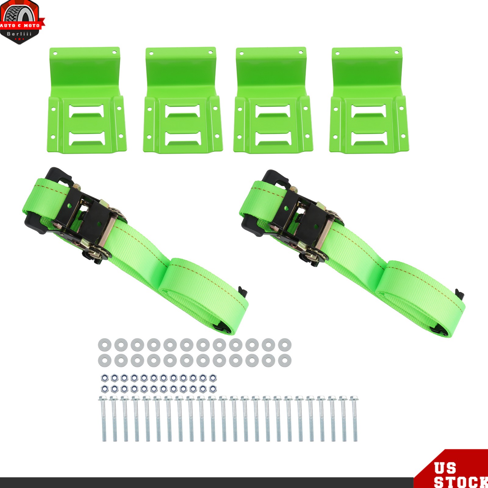 2-Piece Set Heavy Duty Wheel Chock Tie Down Straps Set Universal Fitment