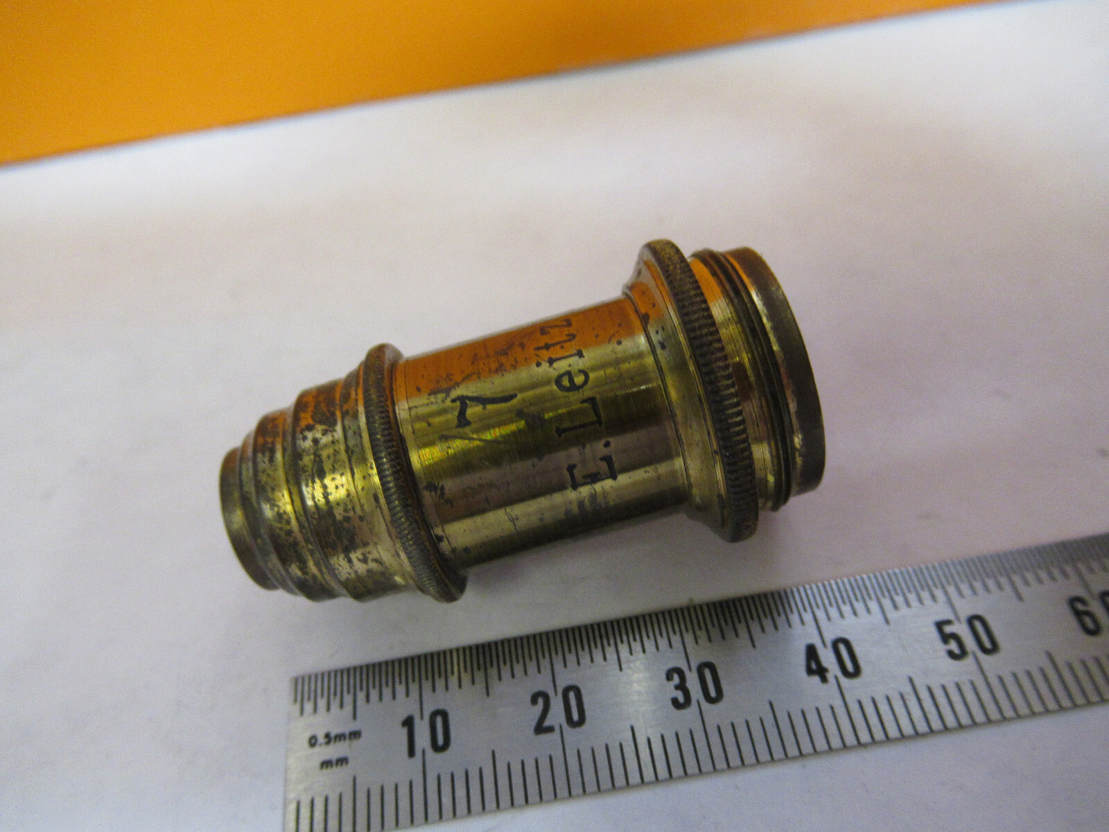 ANTIQUE BRASS ERNST LEITZ OBJECTIVE "7" MICROSCOPE PART AS PICTURED Y3-A-48