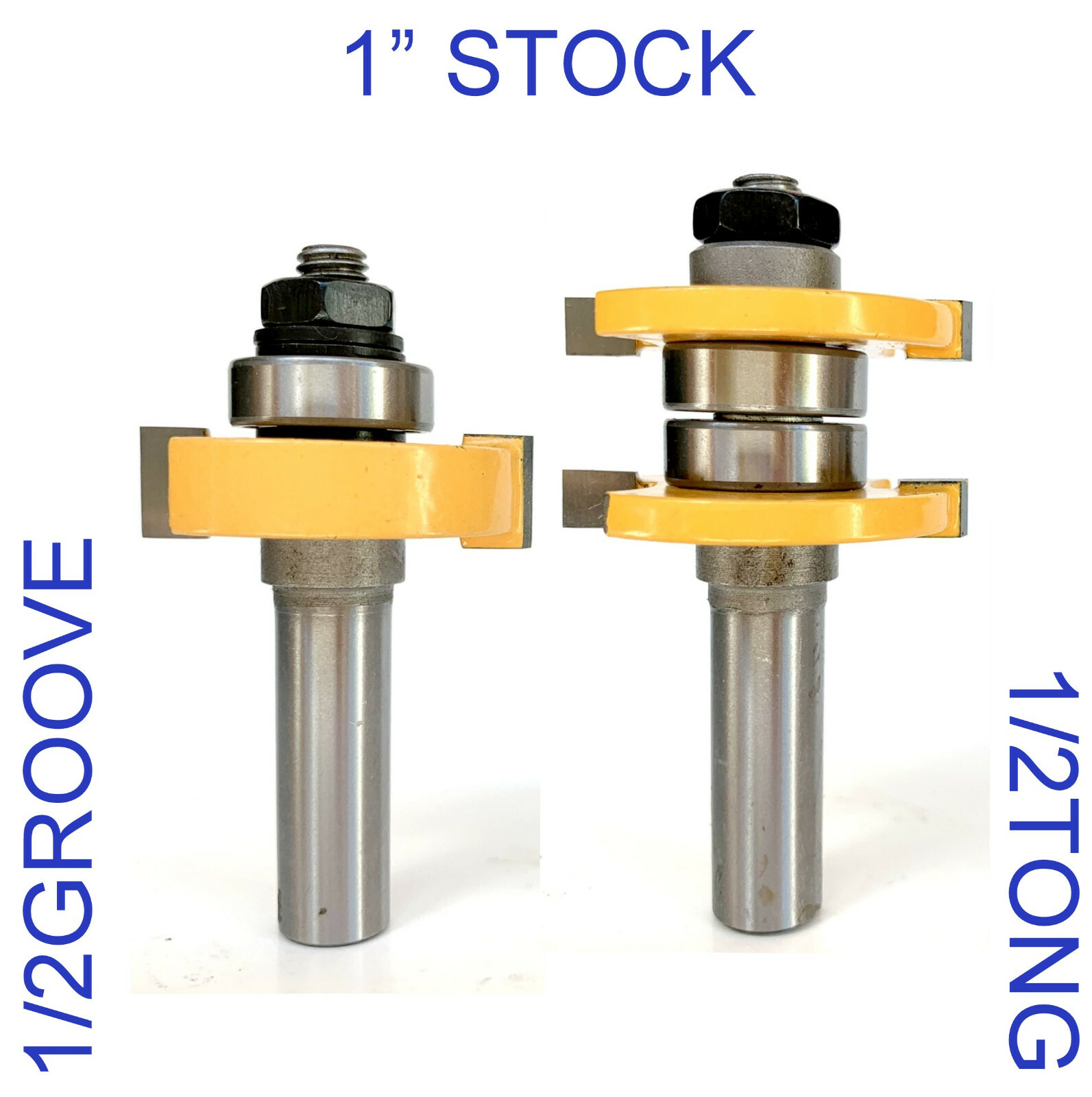 2pc 1/2" Shank 1" Stock 1/2" Tongue & Groove Router Bit sct-888