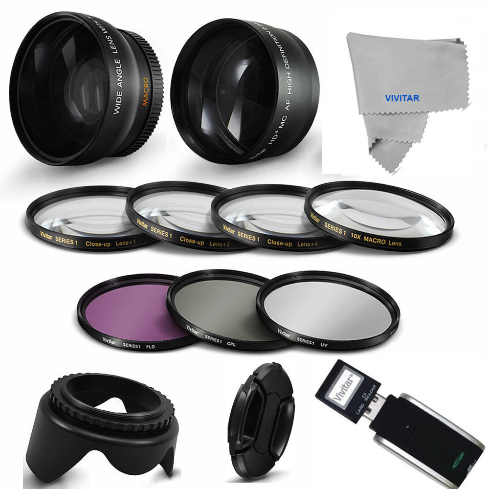 52MM HD WIDE ANGLE + TELEPHOTO + MACRO + Filter Set Accessories for Nikon D3100