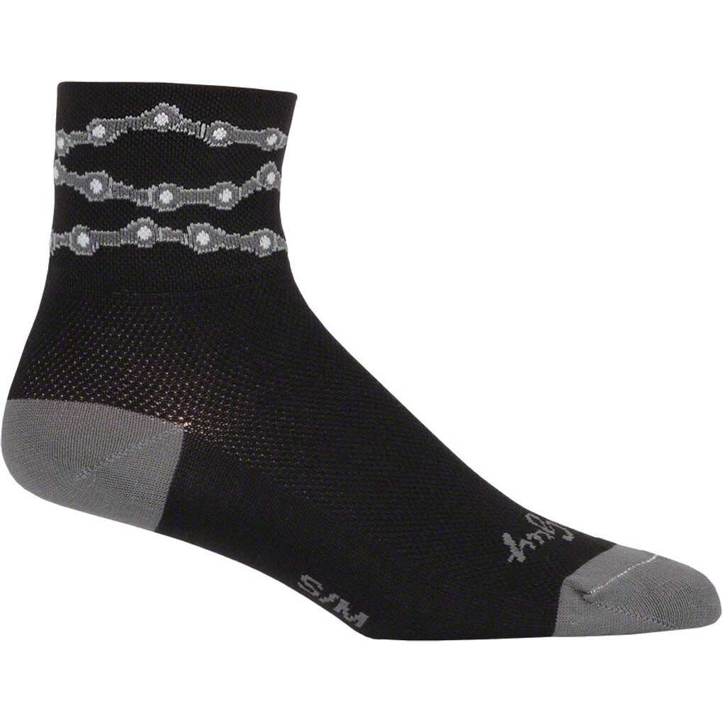 SockGuy Chains Sock Black SM/MD Double Stitched Heel and Toe Mesh Upper