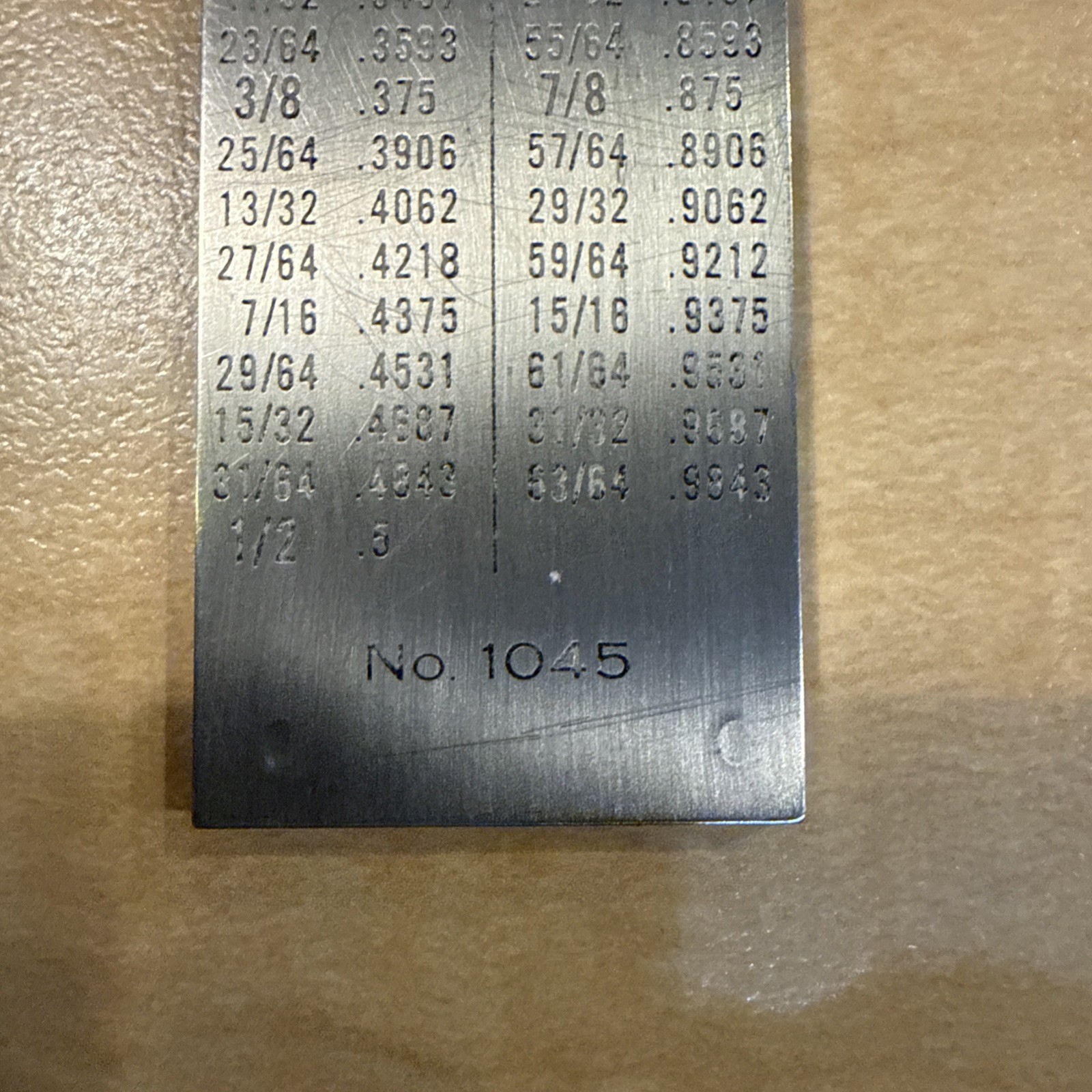 The Executive Pocket Chum 3 1/2" Stainless Steel Sliding Caliper/Decimal Chart