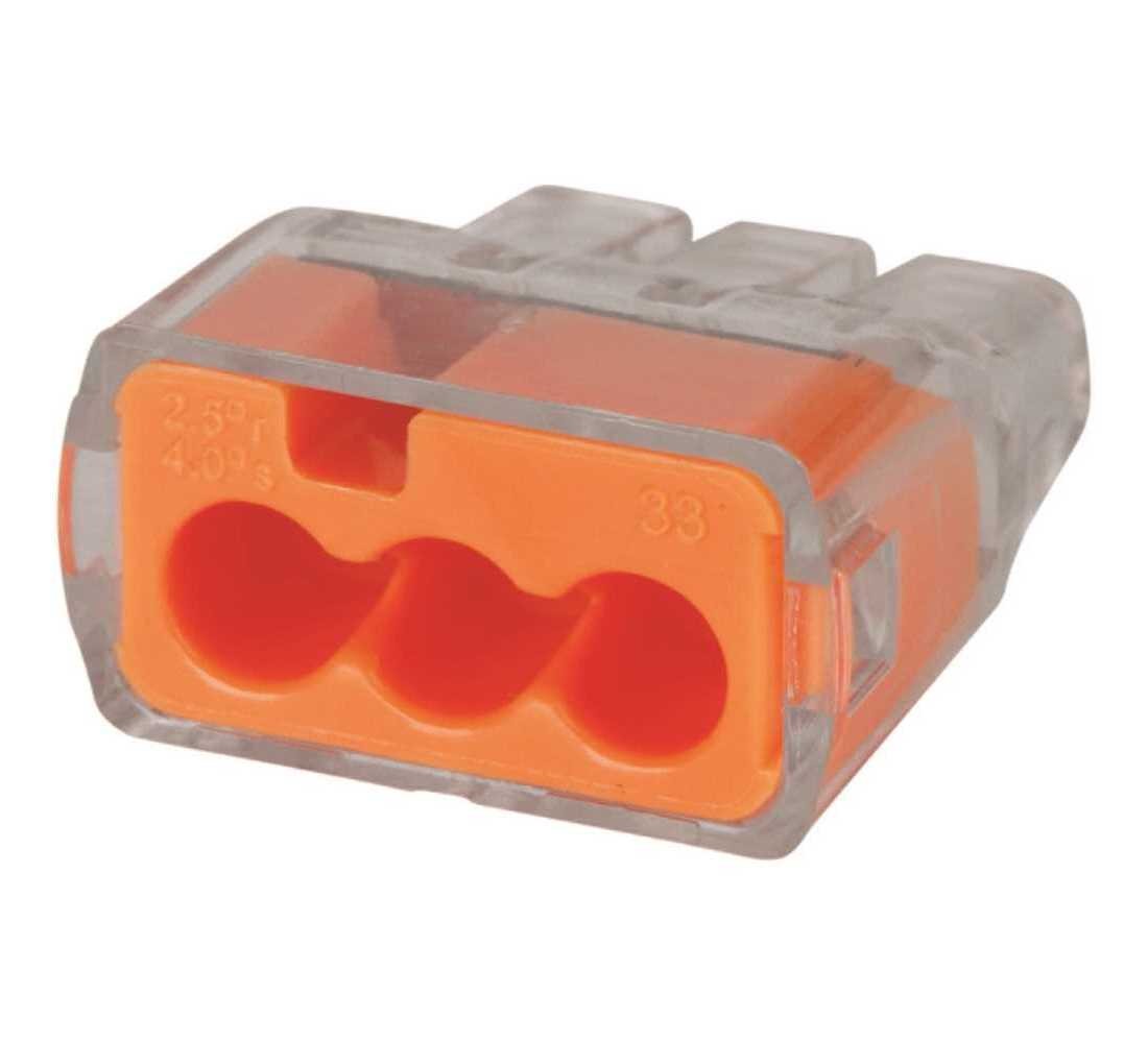 Ideal 30-1033P 33 Orange In-Sure 3-Port Connectors - pack of 100