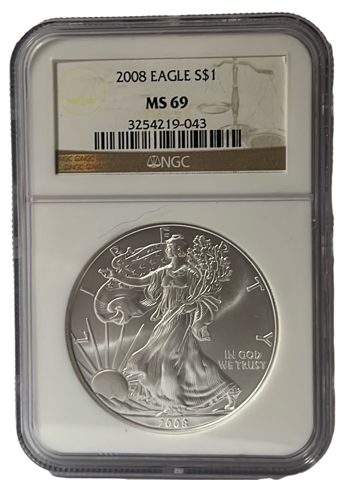 2008 American Silver Eagle $1 Coin 1oz .999 Fine Silver NGC MS69