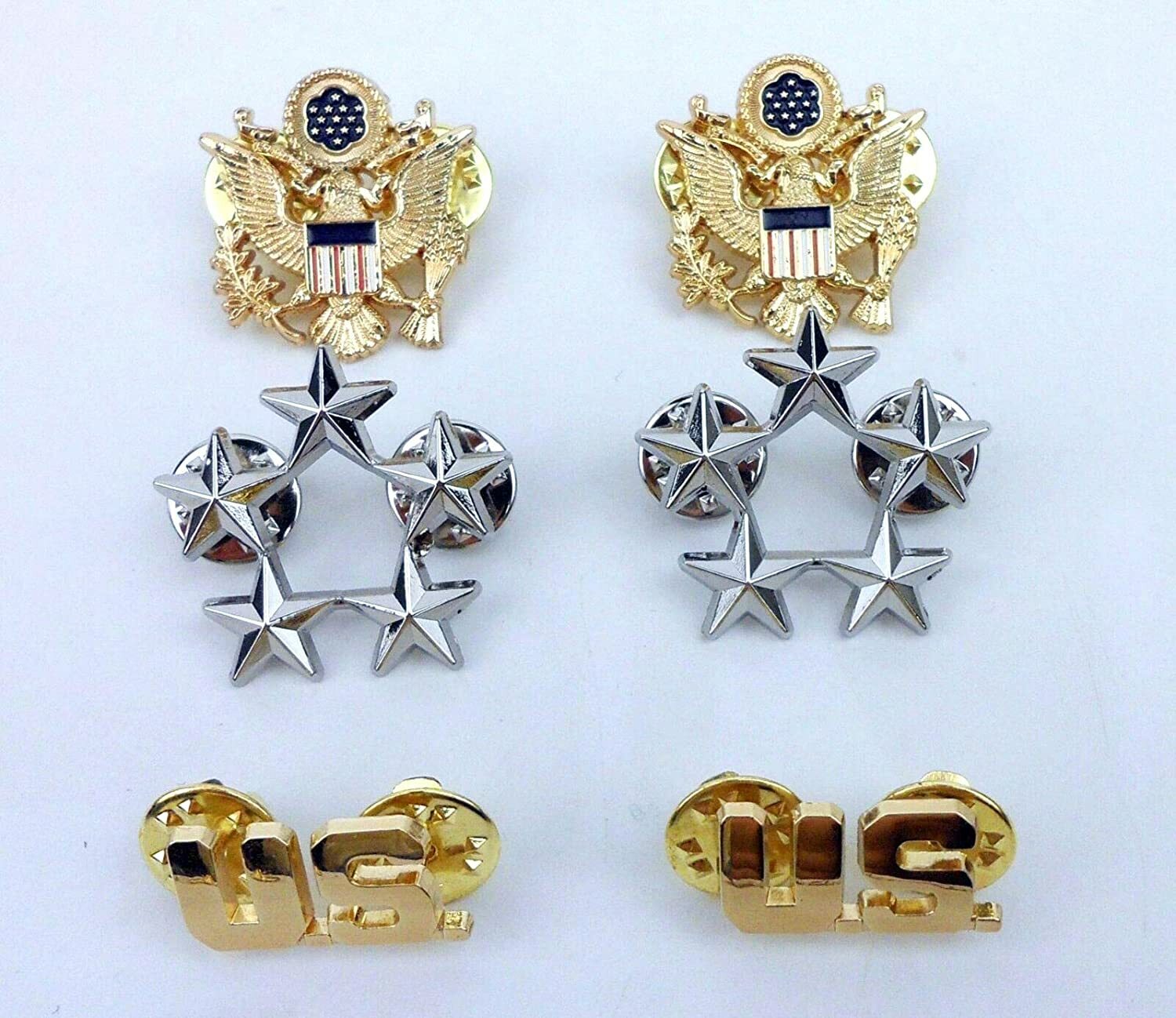 US Army Shoulder Epaulet  Five Stars Rank Insignia Badge PIN OF 6 -chho981