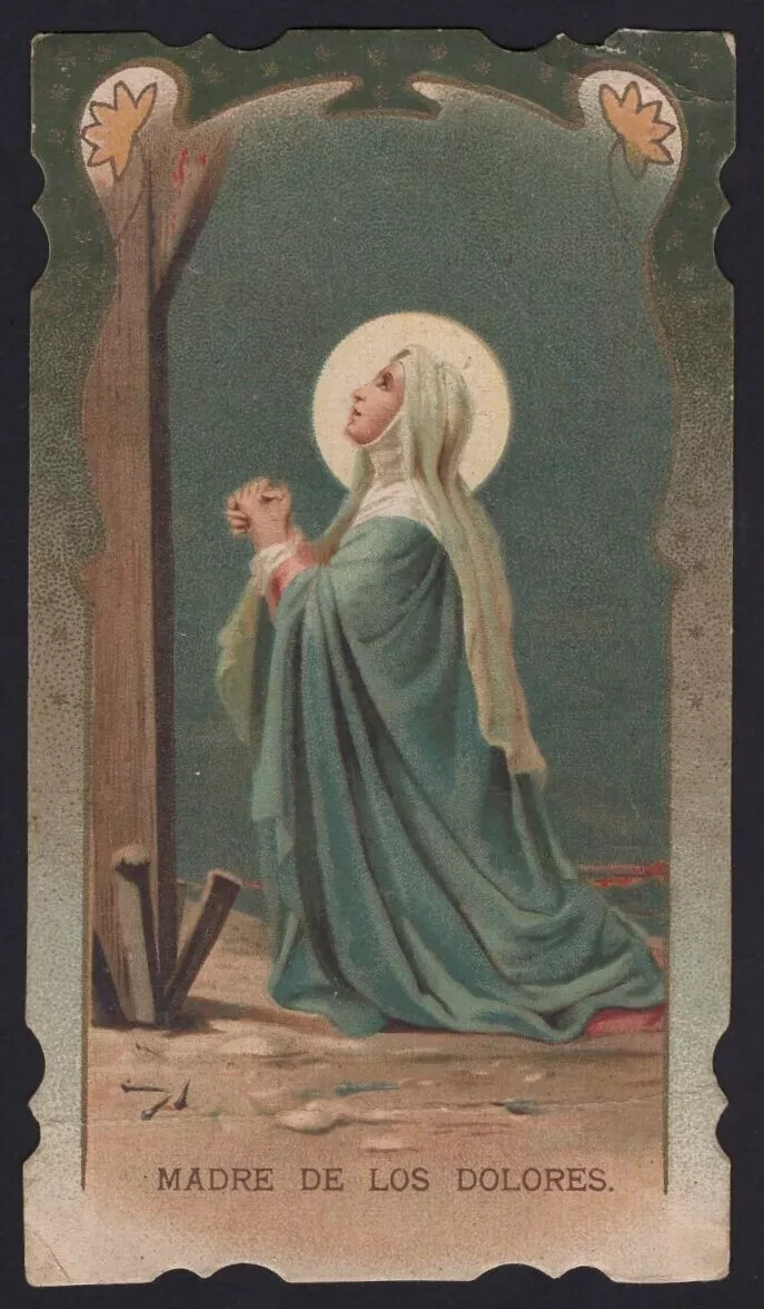 Holy card antique of Virgin Dolorosa estampa santino image pieuse