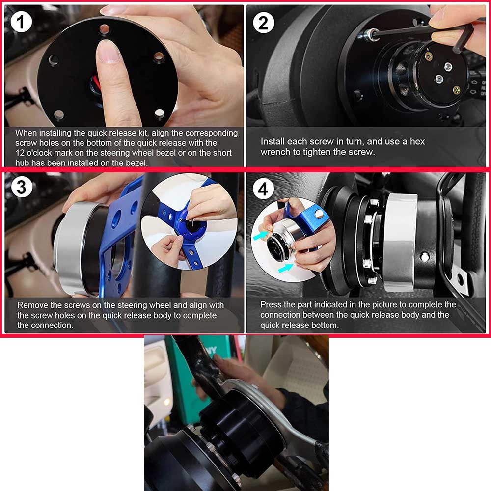 Black Universal Car Steering Wheel Quick Release HUB Adapter Snap Off Boss Kit