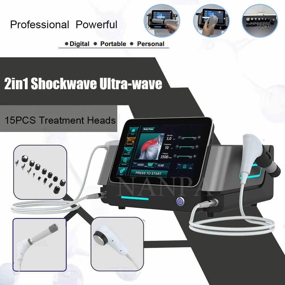 2IN1 10 Bar Shockwave Ultra-Wave Therapy Machine Pain Relief Sports Muscle Relax