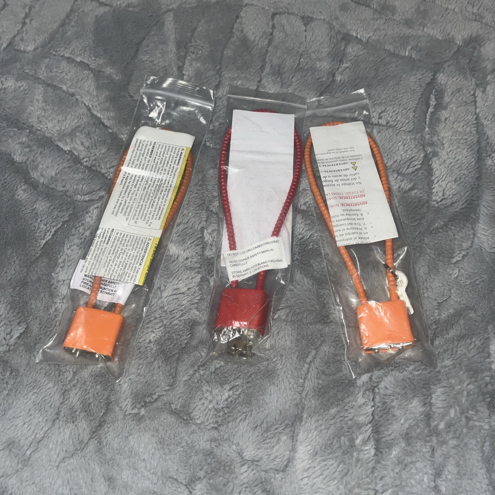 Set Of 3 Cable Gun Lock Pistol Shotgun Rifle Child Safety**FREE SHIPPING