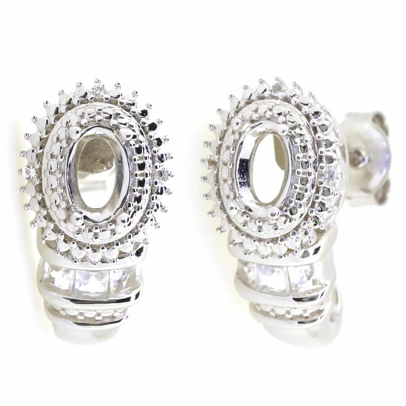 Sterling Silver Semi Mount Earrings Setting Oval OV 6X4mm