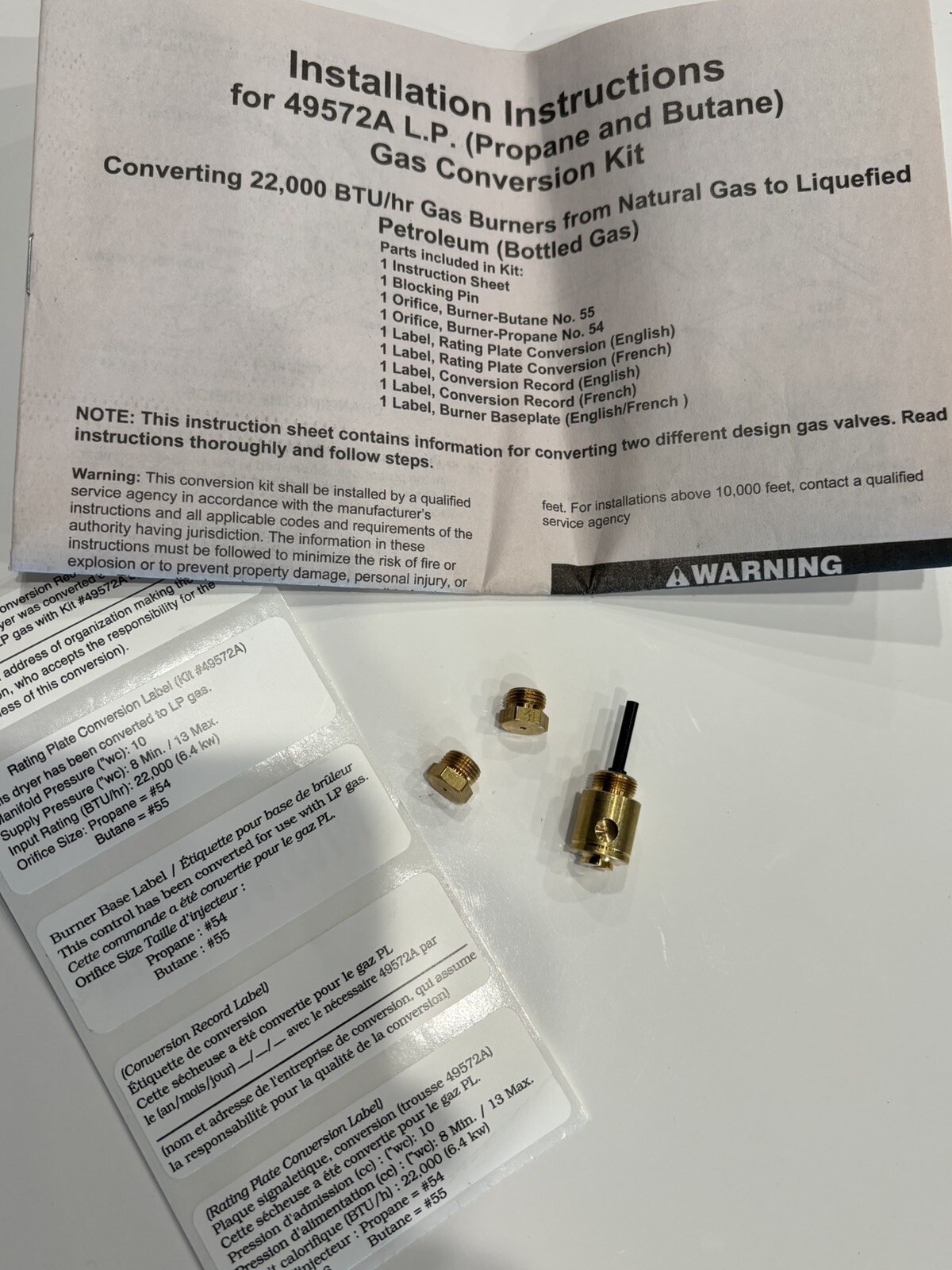 Whirlpool 49572A Gas Conversion Kit