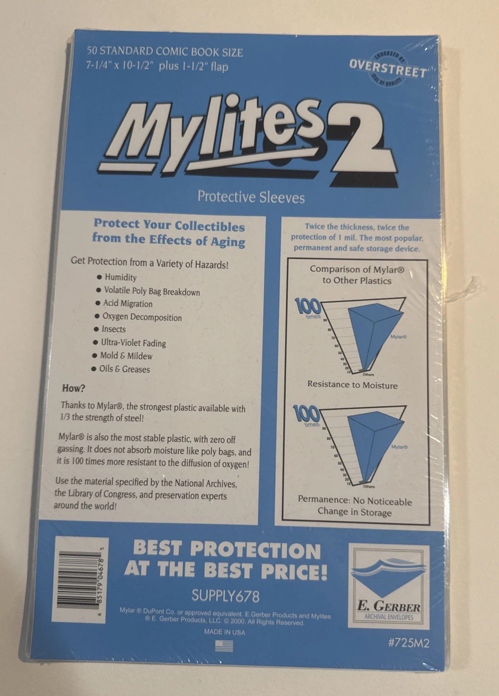 New 50 E. Gerber Mylites 2 Mil Mylar Standard Comic Book Sleeves 725M2