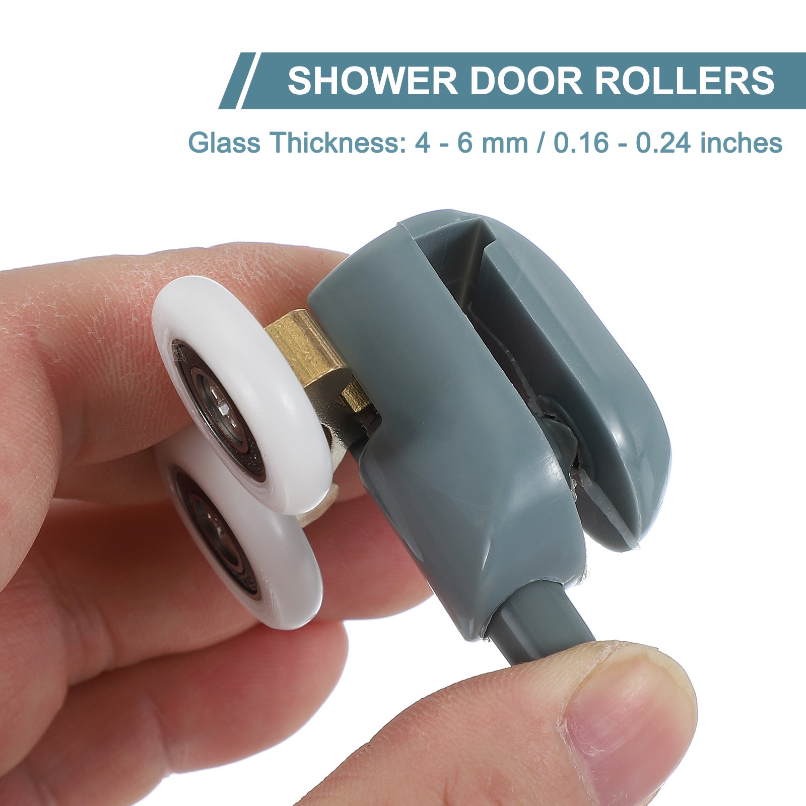 2Pcs 23mm Double Shower Door Rollers Plastic Bottom Wheels Pulleys Guide Grey