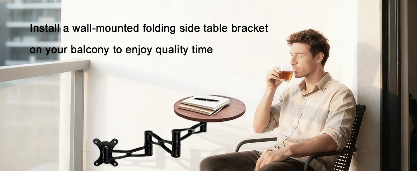 Floating Nightstand Rotatable Braets,Small Round Side Tabl Folding